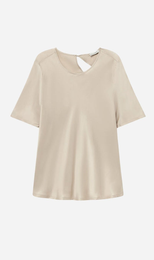 Silk Laundry | Short Sleeve Bias Top - Hazelnut