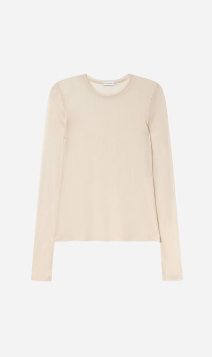 Silk Laundry | Mesh Long Sleeve Top - Hazelnut
