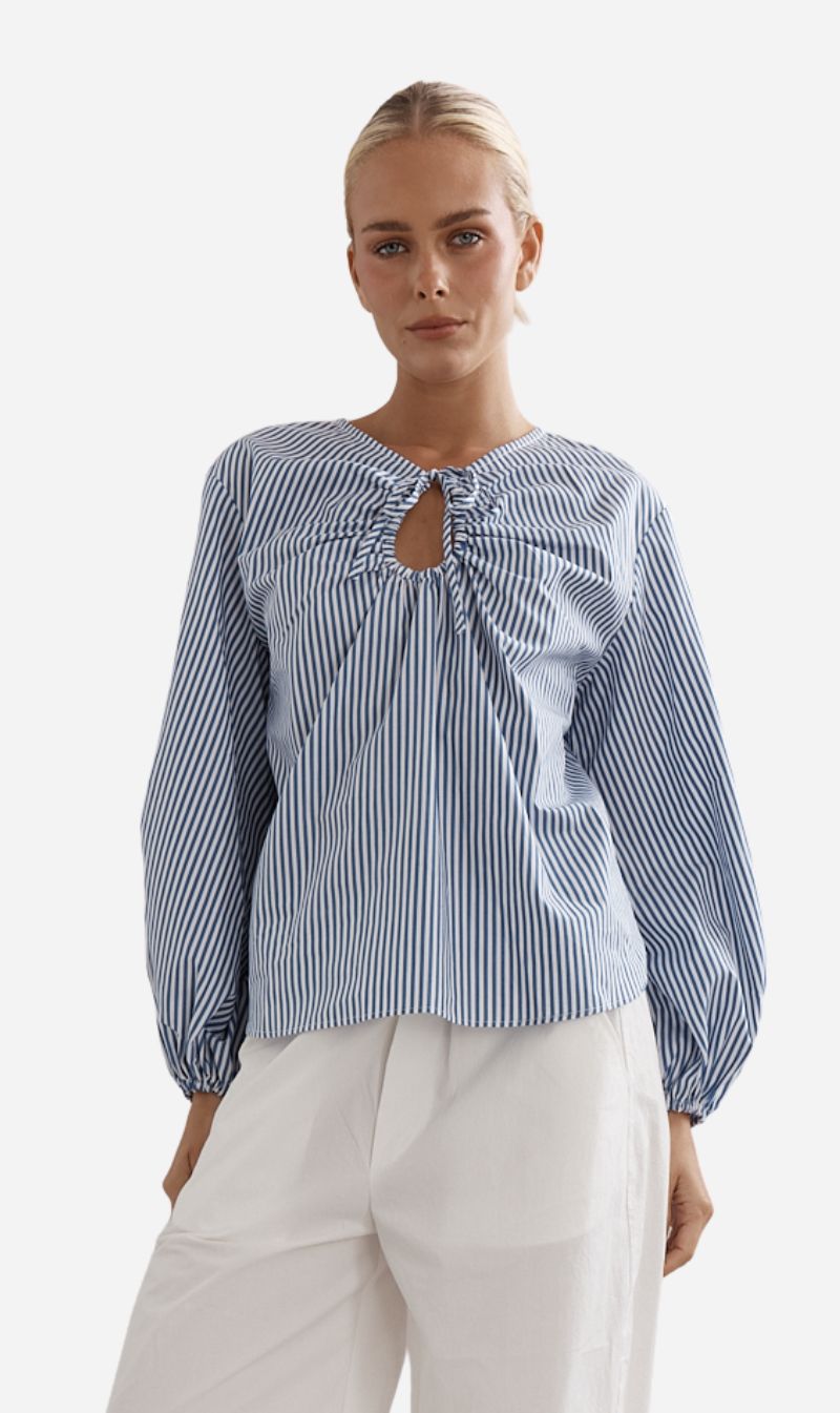 Caitlin Crisp | Drew Blouse - Denim Stripe