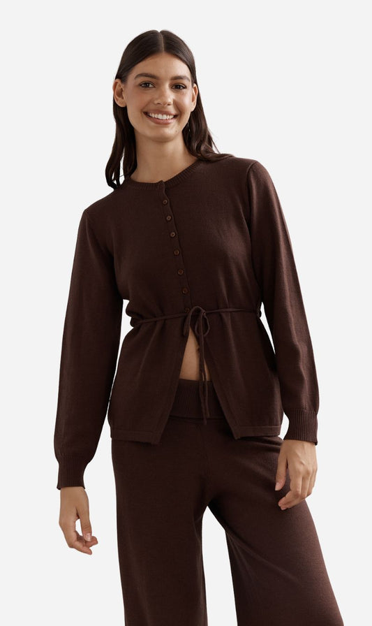 Caitlin Crisp | Ballerina Merino Cardi - Chocolate