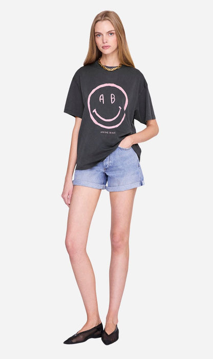 Anine Bing | Cade Tee Smiley - Washed Grey