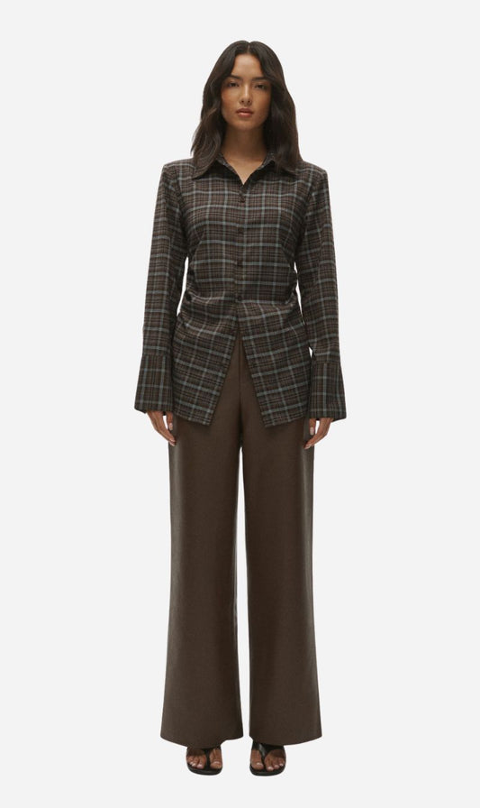 One Of Others | Juno Shirt - Brown / Blue Plaid