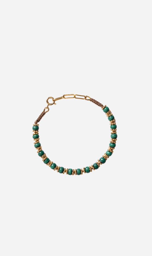 Tityaravy | Big Kamala Bracelet 021 - Beige / Malachite