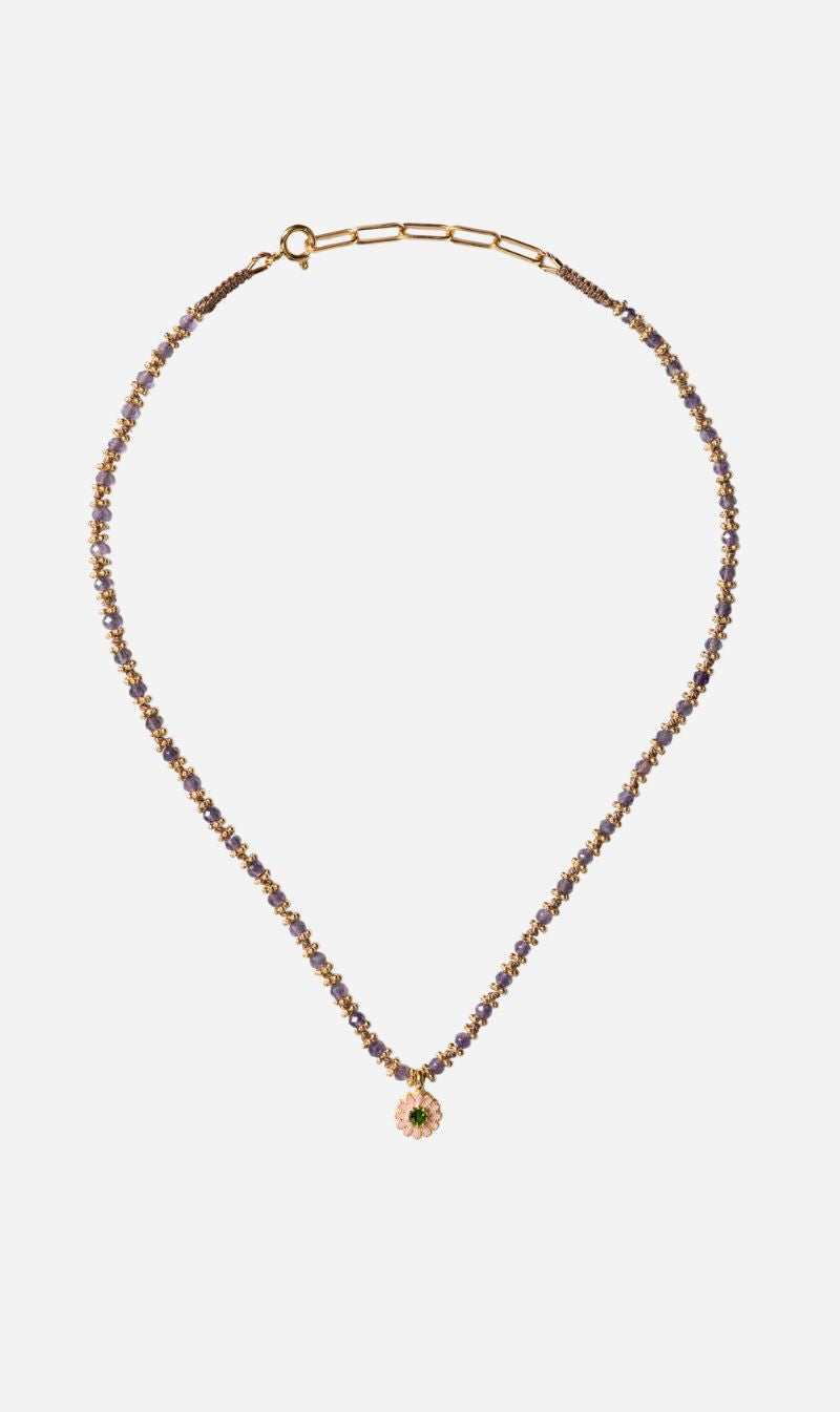Tityaravy | Mala Sai K Necklace - Amethyst / Diopside / Pink