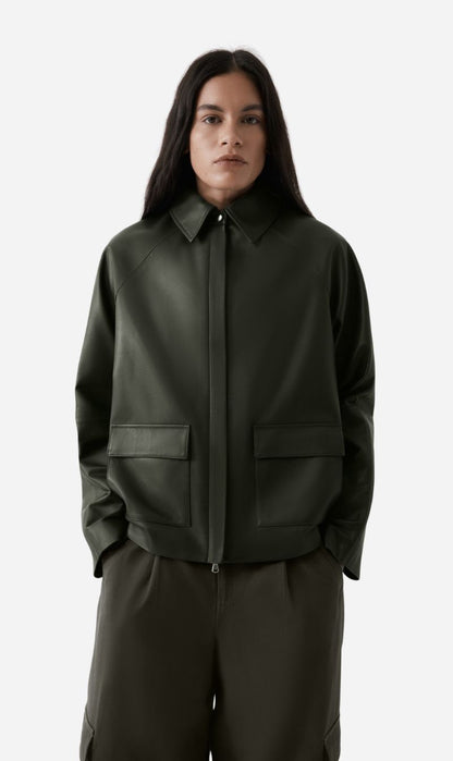 Rebe | Mo Leather Jacket - Olive