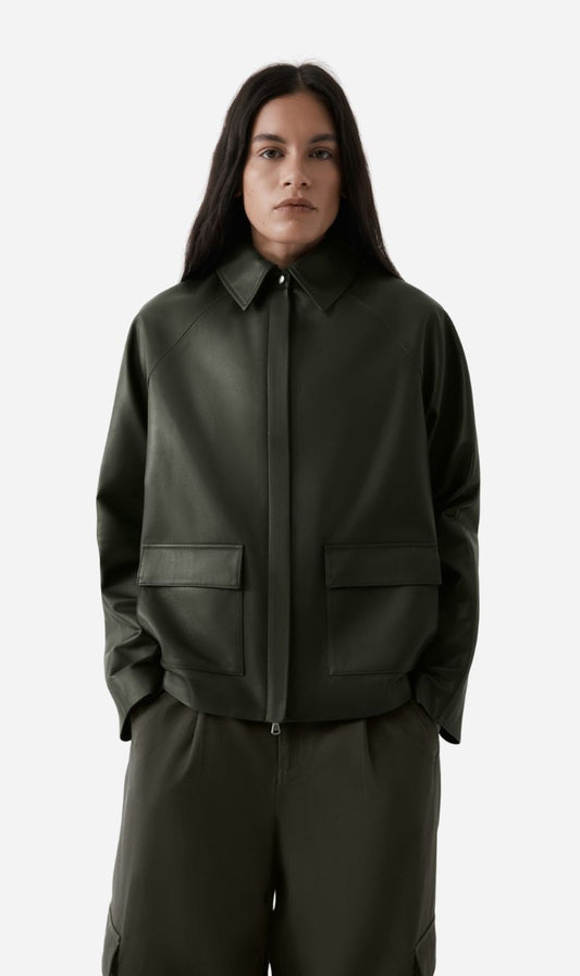 Rebe | Mo Leather Jacket - Olive