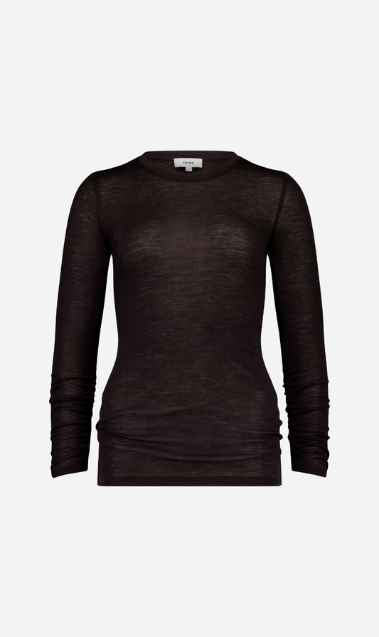 Rebe | Ruched Long Sleeve Merino - Balsamic