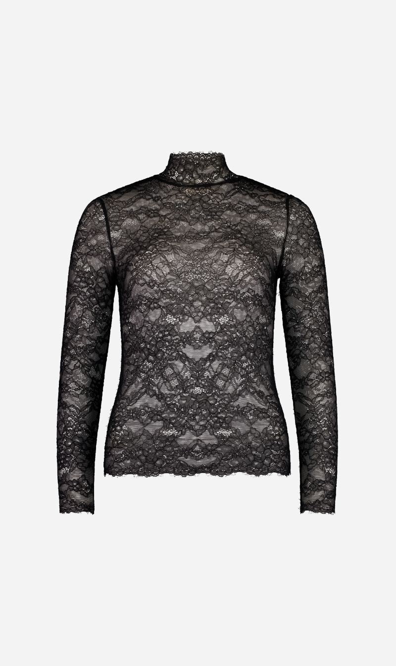 Rebe | Lace Turtle Neck - Black