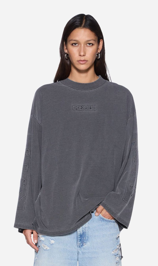 Ksubi | Sott Altar Boyfriend Long Sleeve Tee - Charcoal