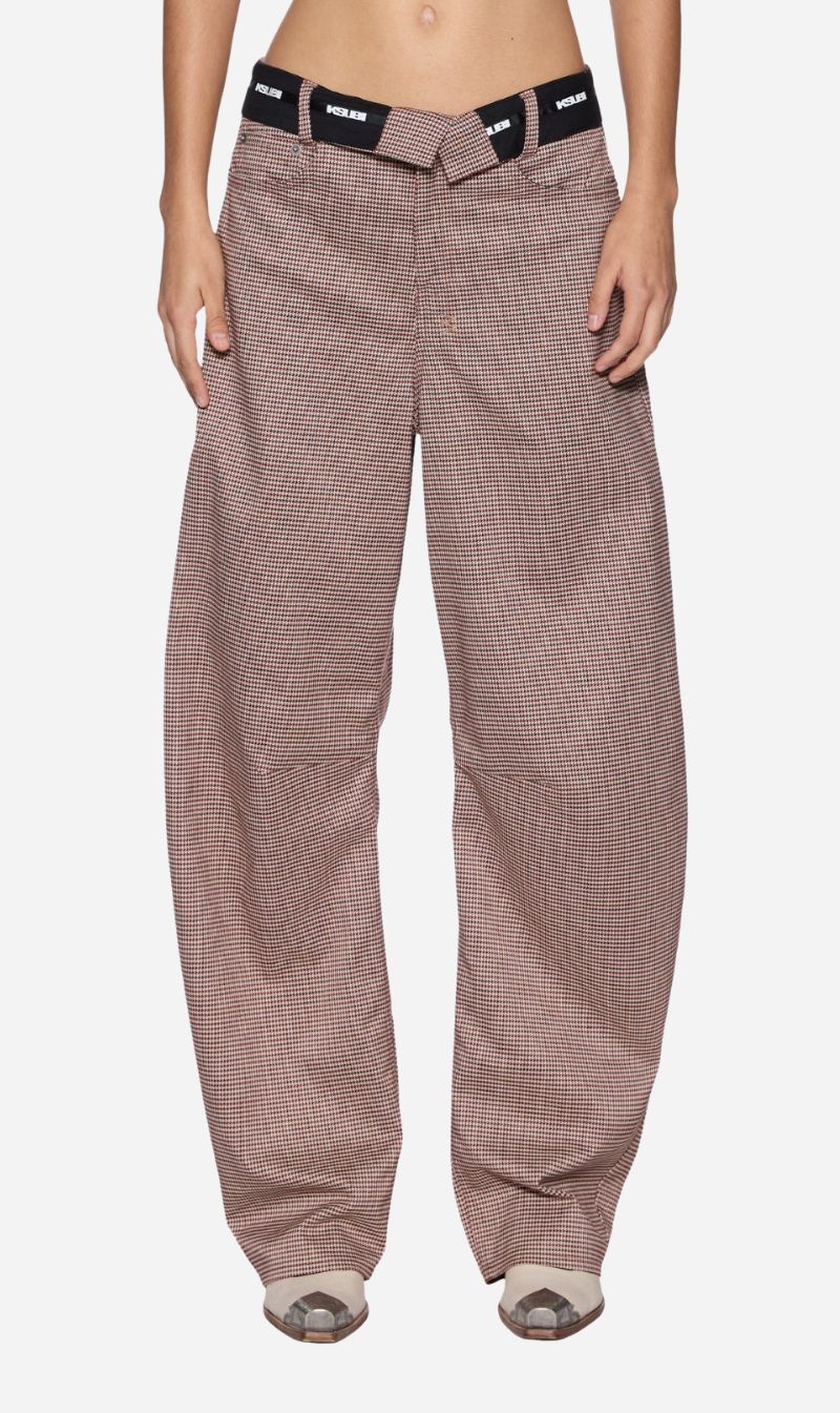 Ksubi | Barrel Trouser Flip Houndstooth - Brown