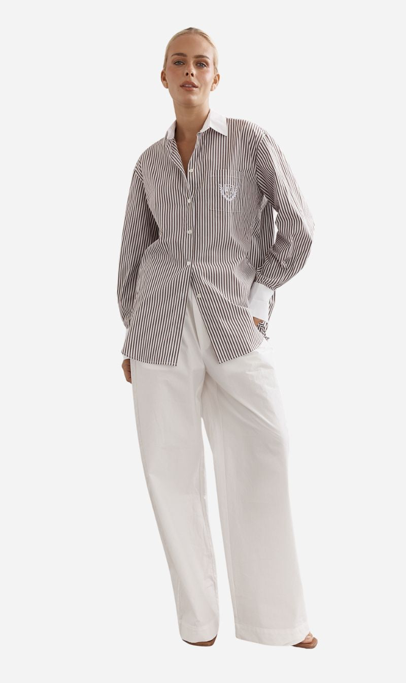 Caitlin Crisp | Varsity Shirt - Mocha Stripe