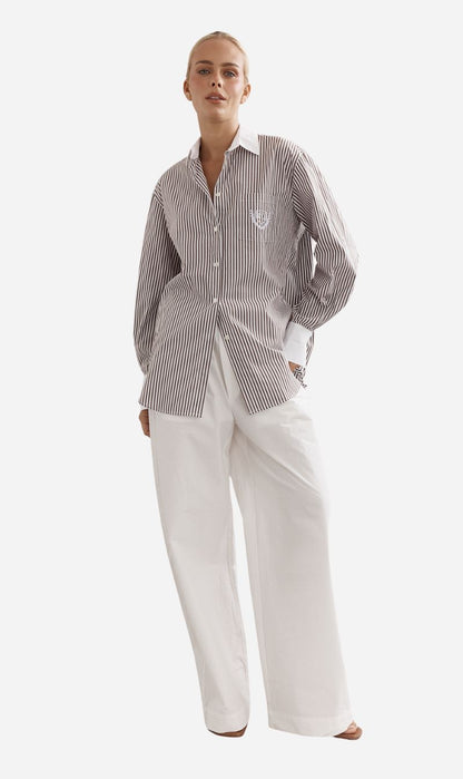 Caitlin Crisp | Varsity Shirt - Mocha Stripe