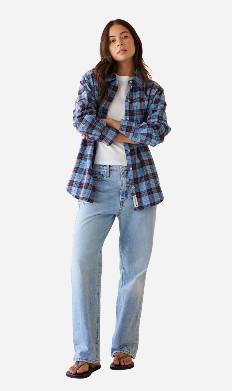 Dear Dylan | Boyfriend Plaid Shirt - Denim / Port