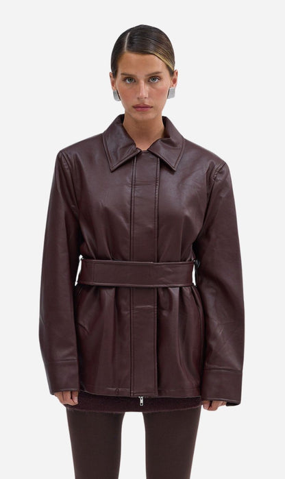 Bubish | Ellery Faux Leather Jacket - Bordeaux