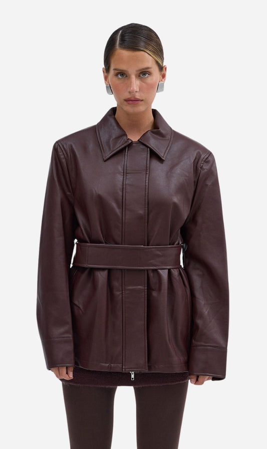 Bubish | Ellery Faux Leather Jacket - Bordeaux