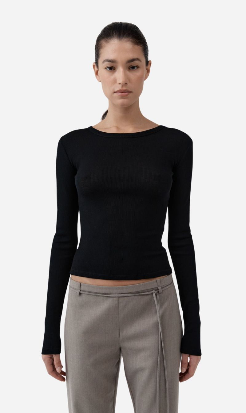 St Agni | New Baby Wool Long Sleeve Top - Black