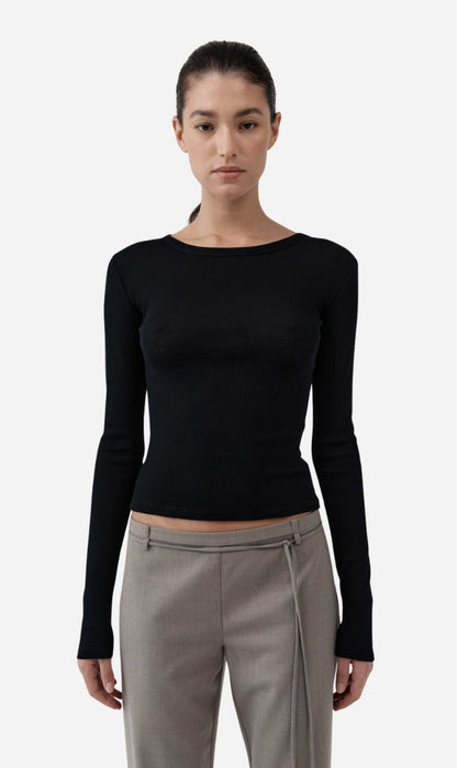 St Agni | New Baby Wool Long Sleeve Top - Black