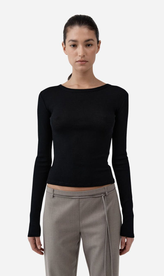 St Agni | New Baby Wool Long Sleeve Top - Black
