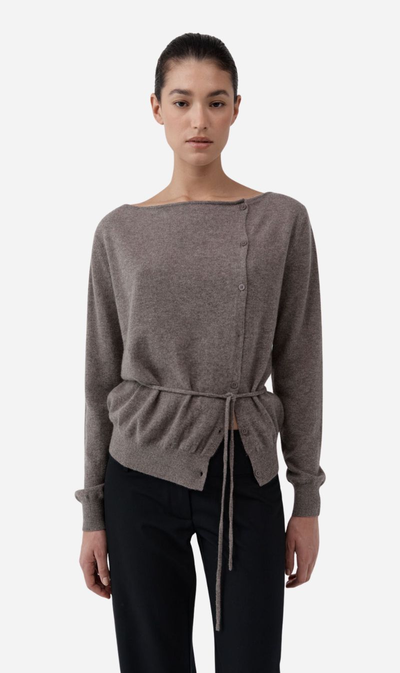 St Agni | Cashmere Asymm Cardigan - Vapor