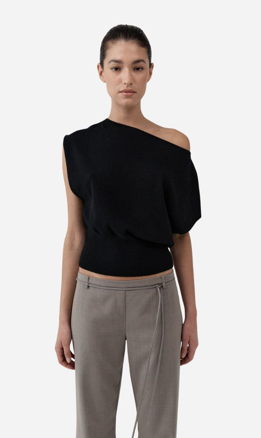 St Agni | Cashmere Asymm Top - Black