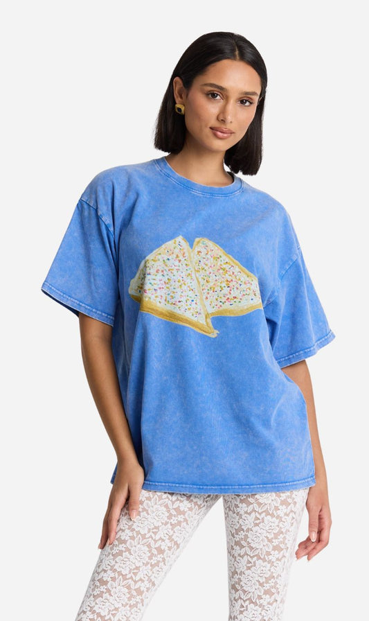 Maku The Label | Fairy Bread Acid Wash Oversize Tee - Light Blue