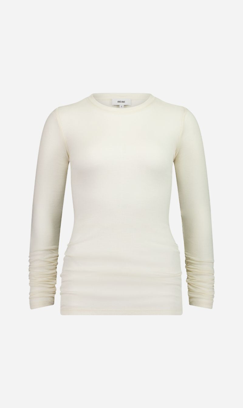 Rebe | Ruched Long Sleeve Merino - Ivory