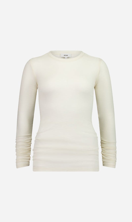 Rebe | Ruched Long Sleeve Merino - Ivory