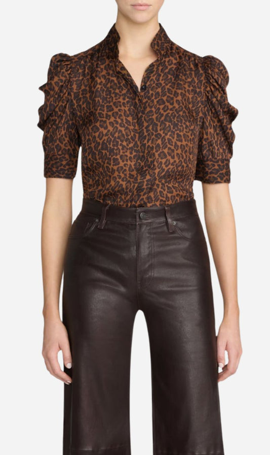 Frame Denim | The Gillian Top - Light Leopard Multi