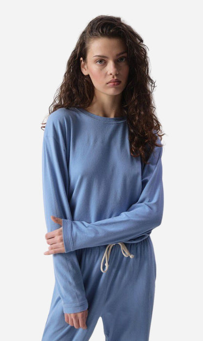 American Vintage | Ypawood 02 Long Sleeve T.Shirt - Blue Melange