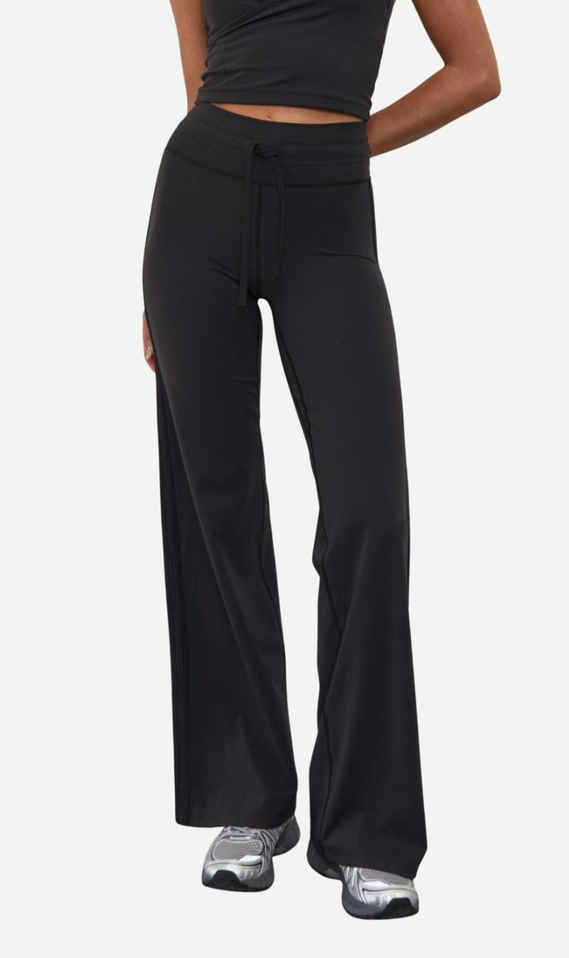 Pinky & Kamal | Straight Leg Tie Up Pant - Black