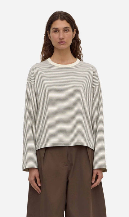 Assembly Label | Malone Stripe Wide Sleeve Tee - Cream/Black