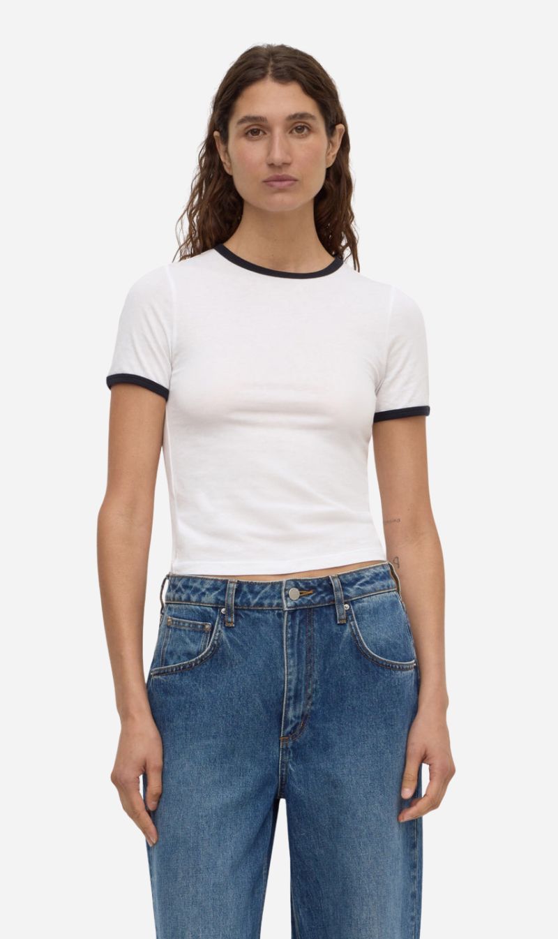 Assembly Label | Kourt Contrast Bind Tee - White/Navy