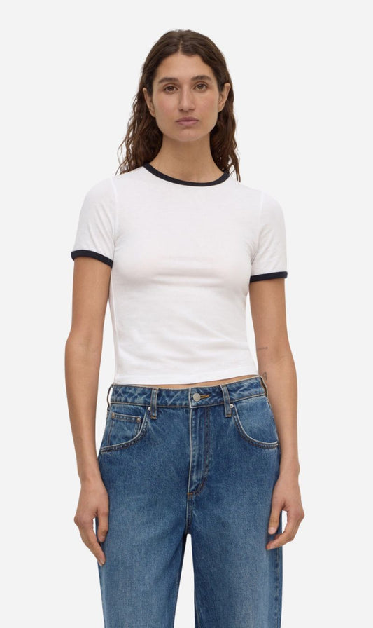 Assembly Label | Kourt Contrast Bind Tee - White/Navy