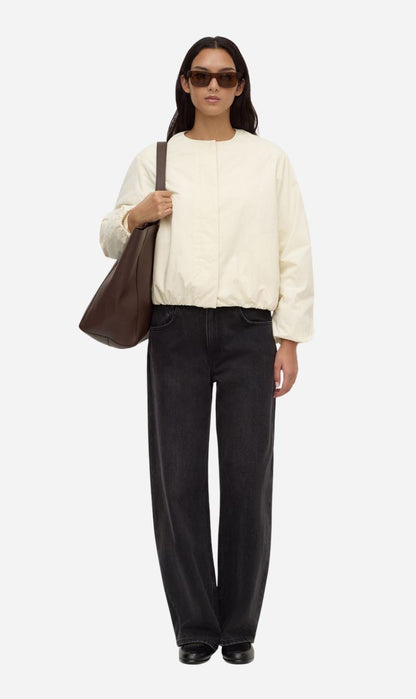Assembly Label | Zoie Padded Bomber Jacket - Antique White