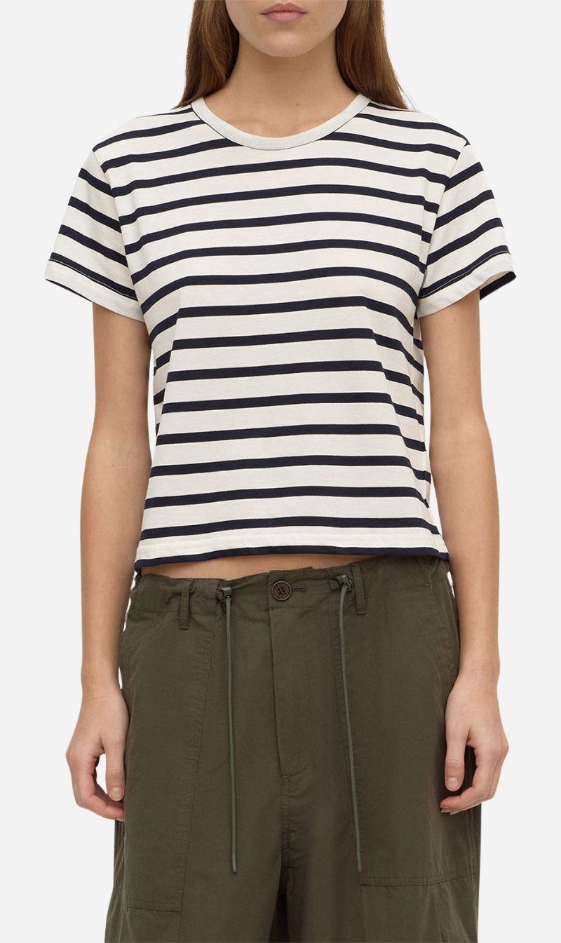 Assembly Label | Mollie Stripe Short Sleeve Tee - Navy Cream Stripe