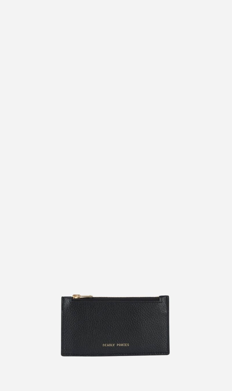 Deadly Ponies | Zip Card Holder - Black / Brass