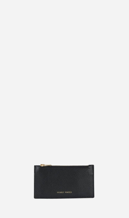 Deadly Ponies | Zip Card Holder - Black / Brass