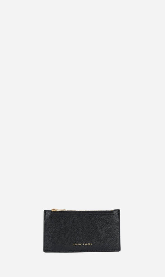 Deadly Ponies | Zip Card Holder - Black / Brass