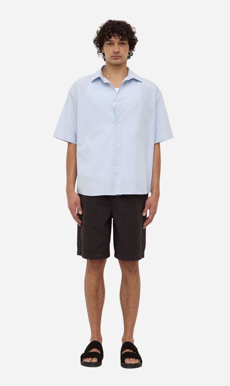 Assembly Label | Aron Poplin Stripe Short Sleeve Shirt - Blue / White