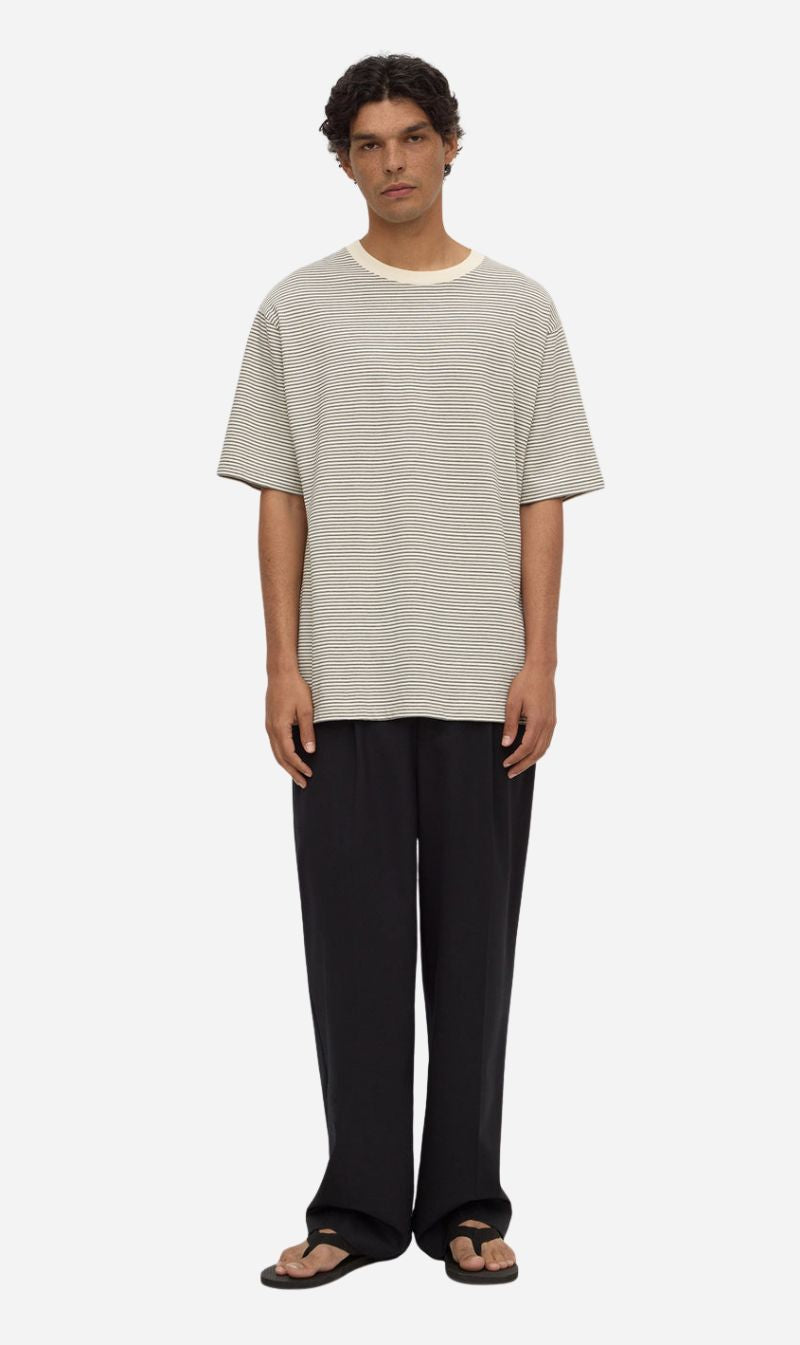 Assembly Label | Malone Stripe Short Sleeve Tee - Black / Cream