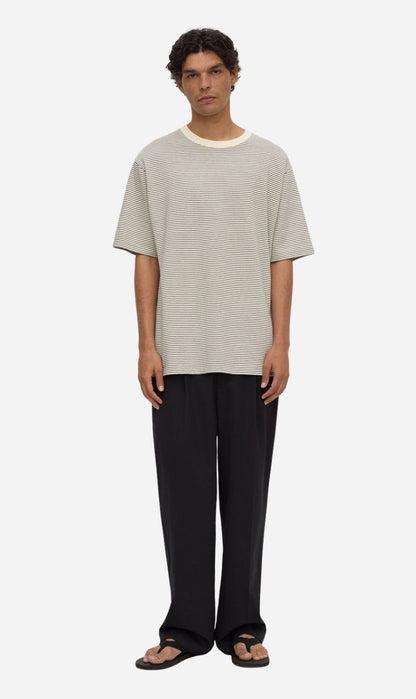 Assembly Label | Malone Stripe Short Sleeve Tee - Black / Cream