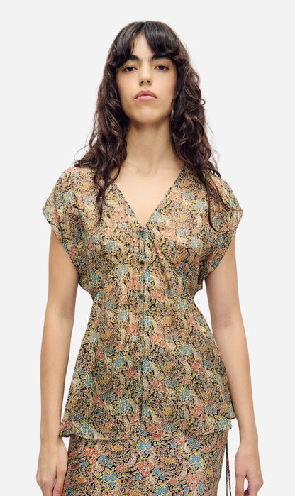 Silk Laundry | Chiffon V Neck Top - Sugar Floral