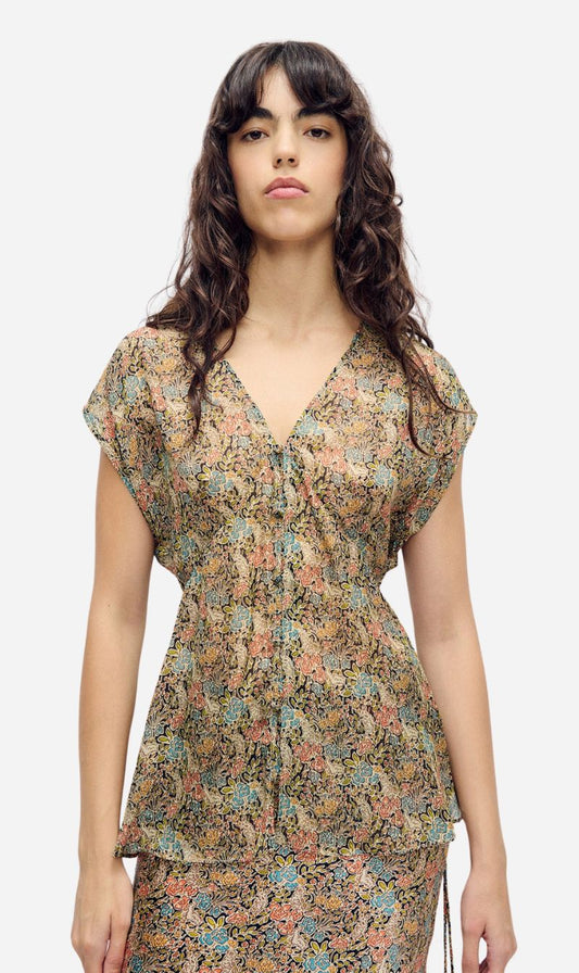 Silk Laundry | Chiffon V Neck Top - Sugar Floral