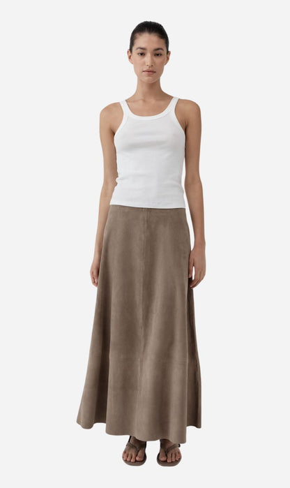 St Agni | Suede Circle Skirt - Earth