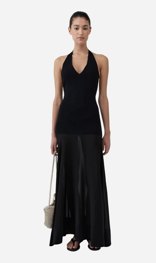 St Agni | Circle Hem Halter Dress - Black
