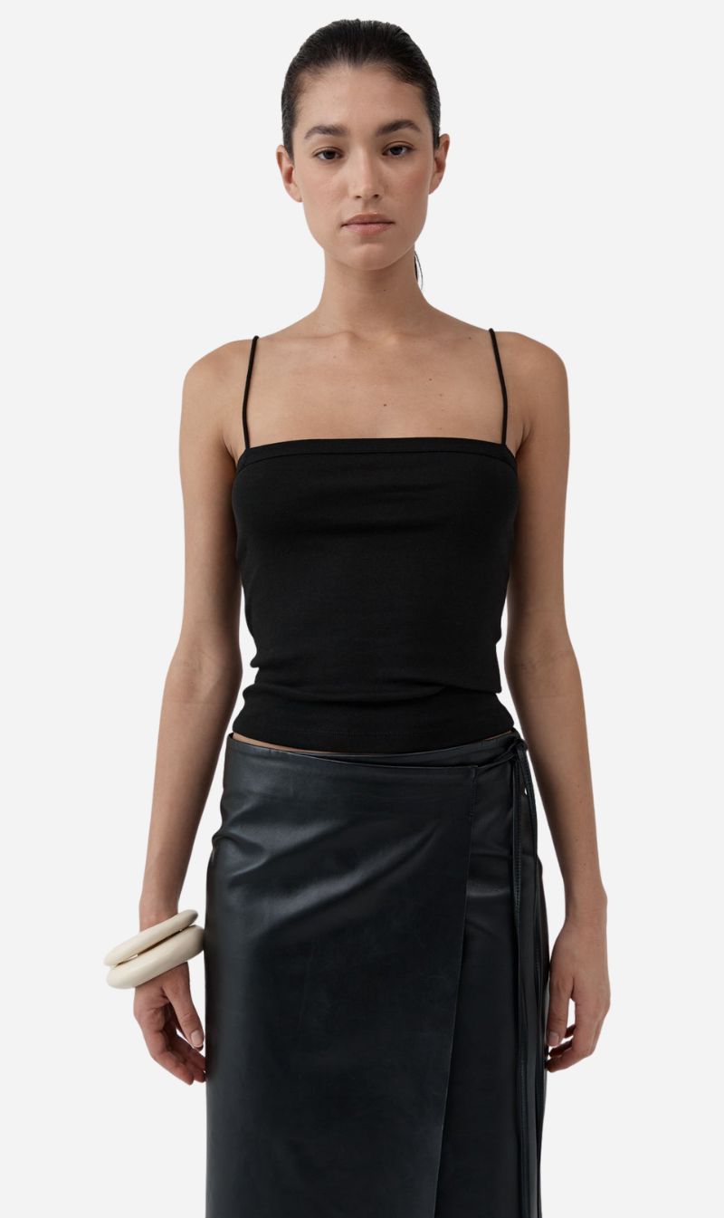 St Agni | Organic Cotton Square Neck Cami - Jet Black
