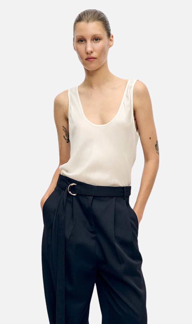 Silk Laundry | Scoop Neck Tank - White