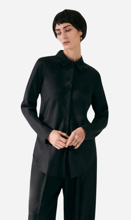 Silk Laundry | Bias Cut Shirt - Black