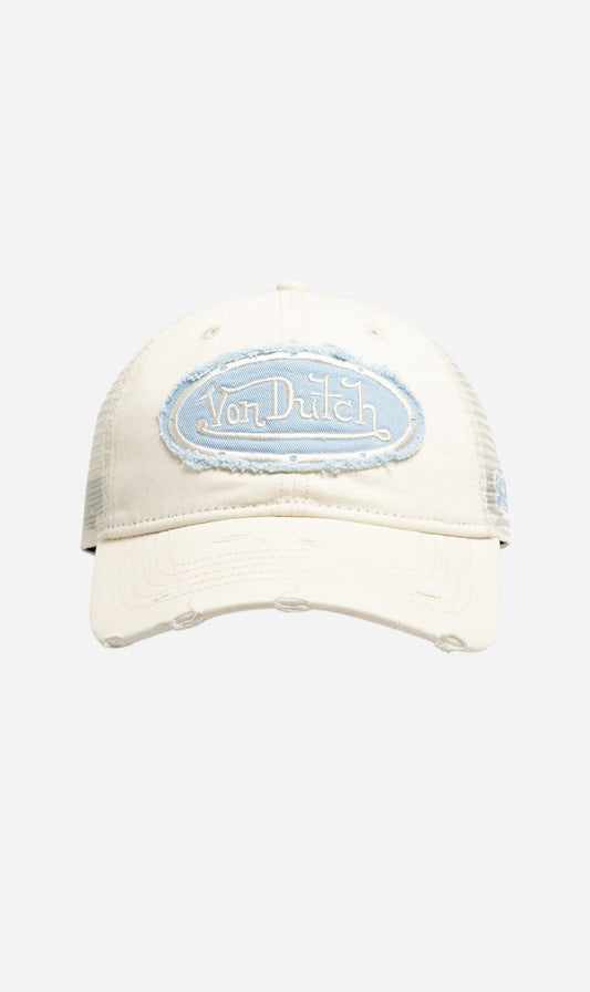 Von Dutch | Distressed Trucker - Ecru / Light Blue