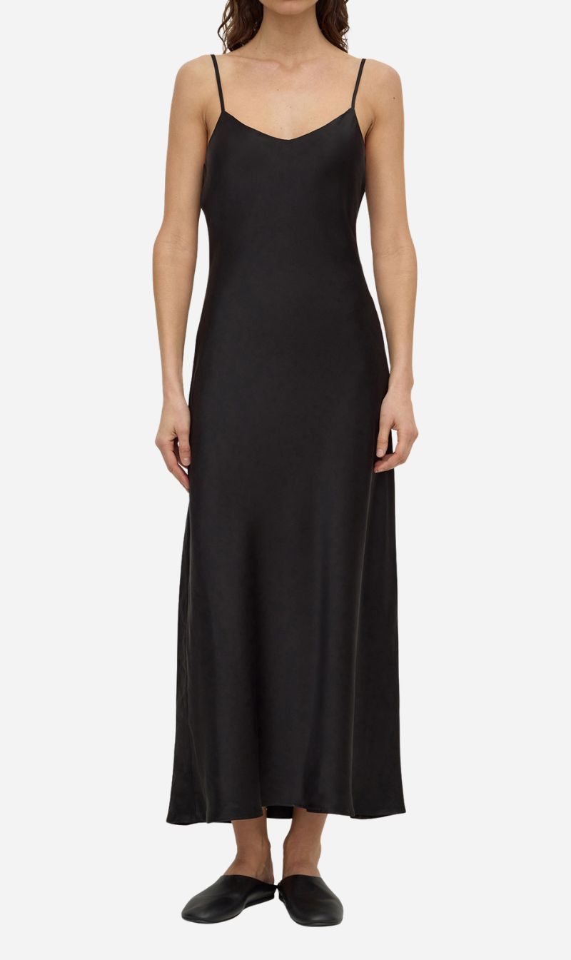 Assembly Label | Pippa Silk Bias Slip Dress - Black